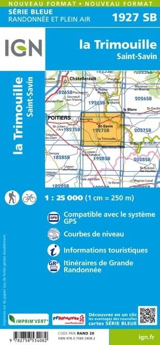 Carte randonnée La Trimouille/St Savin | série Bleue IGN — recto