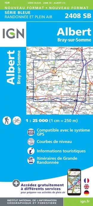 Carte randonnée Albert.Bray-sur-Somme | série Bleue IGN — recto
