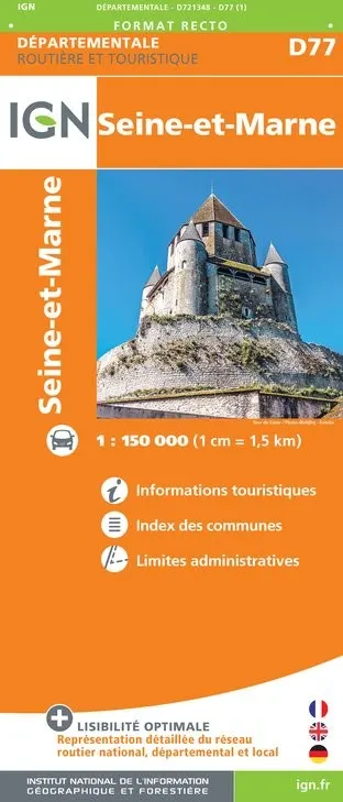 Carte routière IGN D721348 - D77 Seine-Et-Marne — recto
