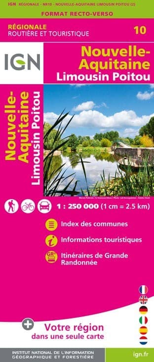 Carte IGN NR10 - Nr10 Nouvelle-Aquitaine Limousin Poitou - Recto /Verso — recto