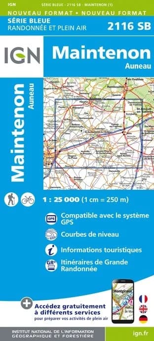 Carte randonnée Maintenon/Auneau | série Bleue IGN — recto