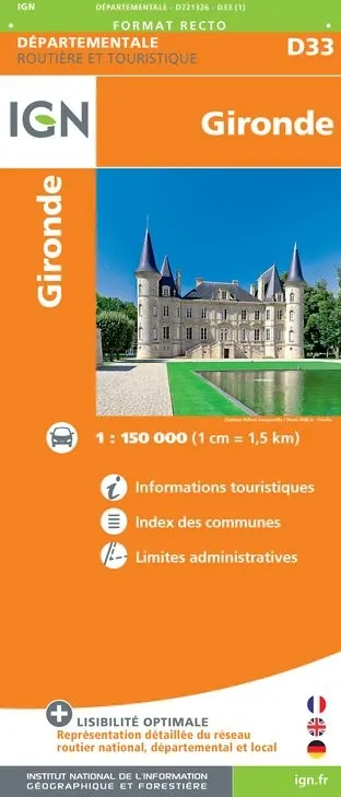 Carte routière IGN D721326 - D33 Gironde — recto