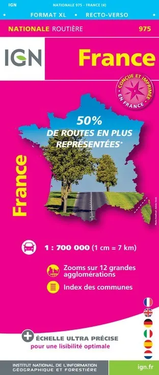 Carte IGN 1M975 - 975 France Routiere Xl 2020 - Recto-Verso — recto