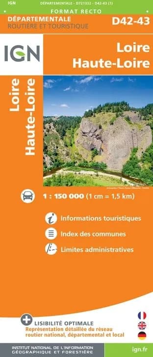 Carte routière IGN D721332 - D42-43 Loire Haute-Loire — recto