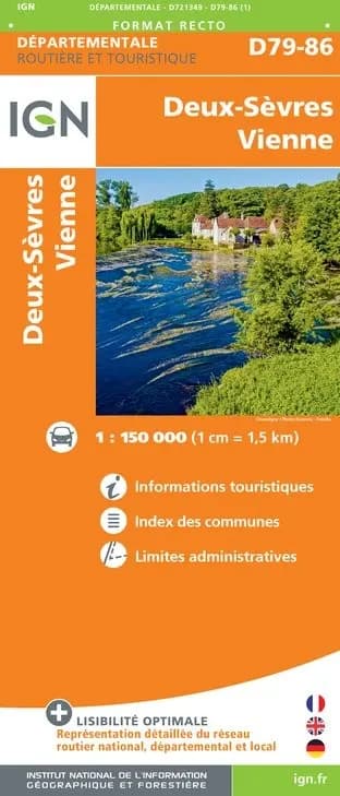 Carte routière IGN D721349 - D79-86 Deux-Sèvres Vienne — recto