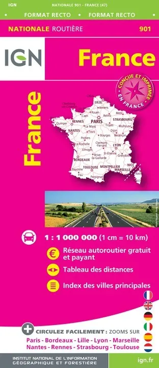 Carte IGN 1M901 - 901 France Routiere 2020 - Maxi Format — recto