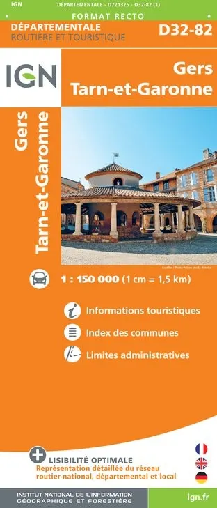 Carte routière IGN D721325 - D32-82 Gers Tarn-Et-Garonne — recto