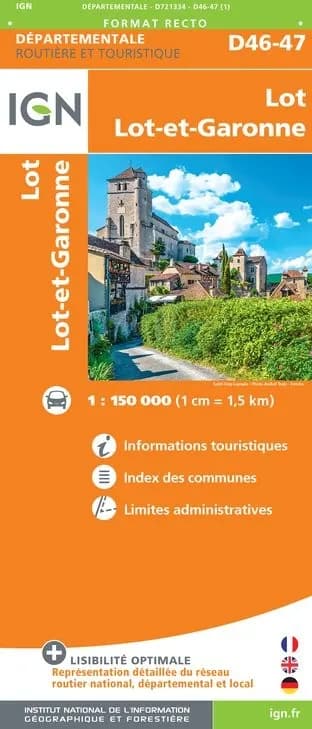Carte routière IGN D721334 - D46-47 Lot Lot-Et-Garonne — recto