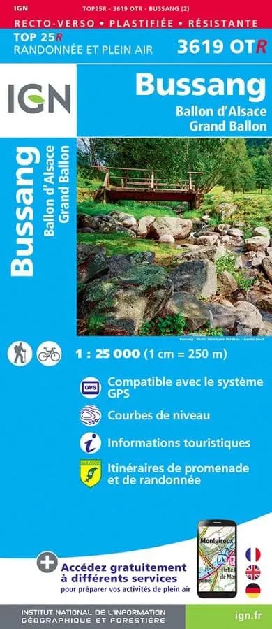 Carte IGN bussang la bresse ballon 3619OTR série Top 25 Résistante — recto