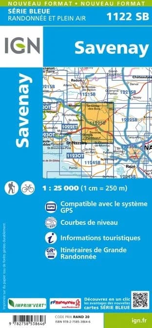 Carte randonnée Savenay | série Bleue IGN — recto