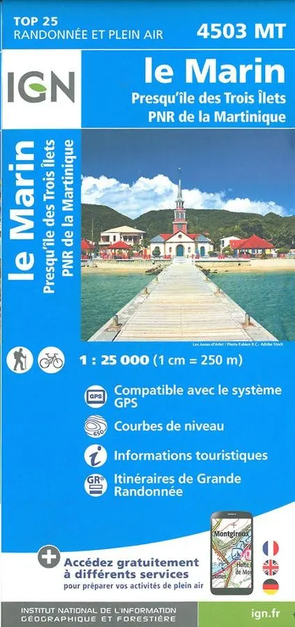 Carte IGN marin riviere salle des trois ilets 4503MT série Top 25 — recto