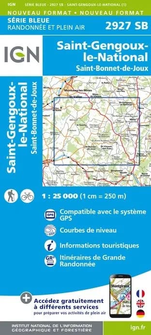 Carte randonnée Saint-Gengoux-le-National/Saint-Bonnet-de-Joux | série Bleue IGN — recto