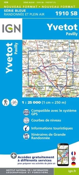 Carte randonnée Yvetot/Pavilly | série Bleue IGN — recto