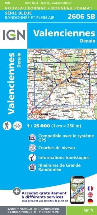 Carte randonnée Valenciennes.Denain | série Bleue IGN — recto