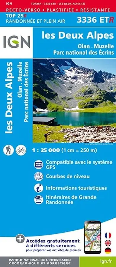 Carte IGN les deux alpes olan muzelle parc ecrins 3336ETR série Top 25 Résistante — recto