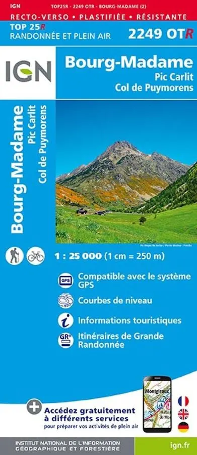 Carte IGN 2249OTR Bourg Madame Resistante | Pic Carlit, Puymorens, GR10 — recto