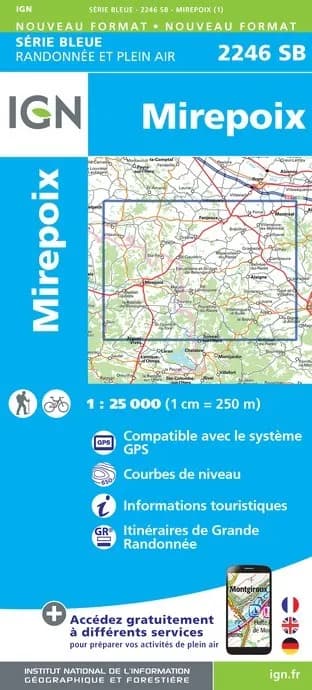 Carte randonnée Mirepoix | série Bleue IGN — recto