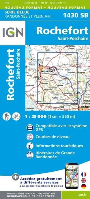 Carte randonnée Rochefort/Saint-Porchaire | série Bleue IGN — recto