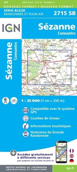 Carte randonnée Sézanne/Connantre | série Bleue IGN — recto