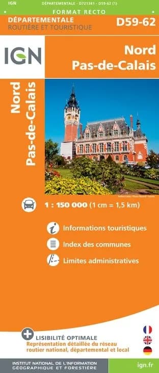Carte routière IGN D721341 - D59-62 Nord Pas-De-Calais — recto