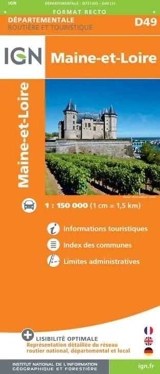 Carte routière IGN D721335 - D49 Maine-Et-Loire — recto