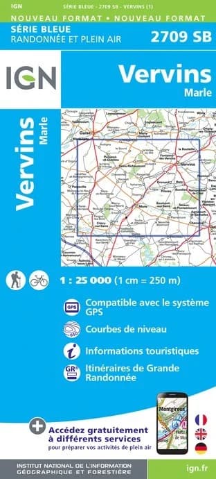 Carte randonnée Vervins.Marle | série Bleue IGN — recto