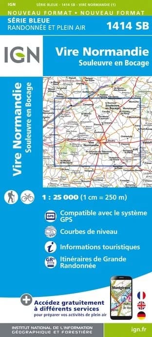 Carte randonnée Vire/Saint-Sever Calvados | série Bleue IGN — recto