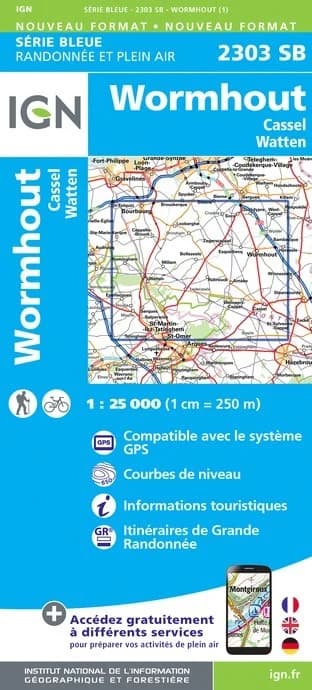 Carte randonnée Wormhout.Cassel.Watten | série Bleue IGN — recto