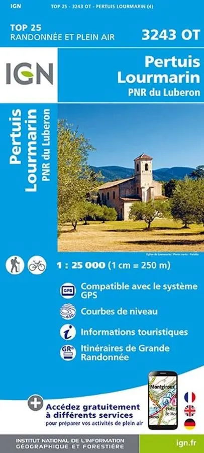 Carte IGN loumarin pertuis 3243OT série Top 25 — recto