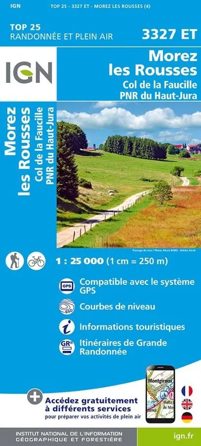 Carte IGN morez les rousses col de la faucille 3327ET série Top 25 — recto