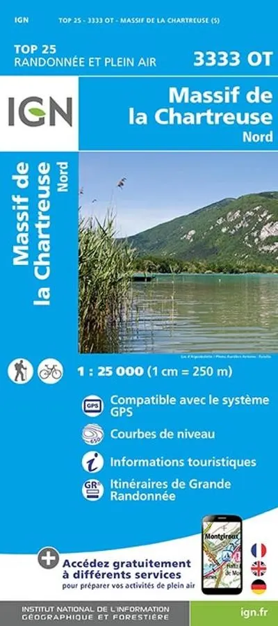 Carte IGN massif grande chartreuse nord 3333OT série Top 25 — recto
