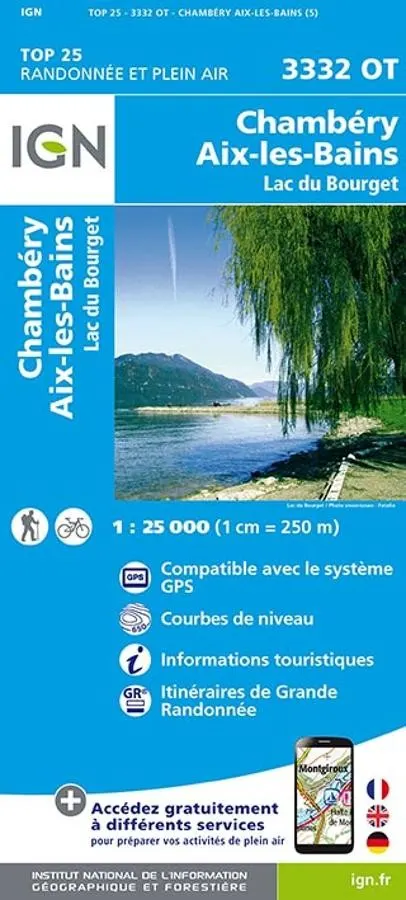 Carte IGN chambery aix les bains 3332OT série Top 25 — recto
