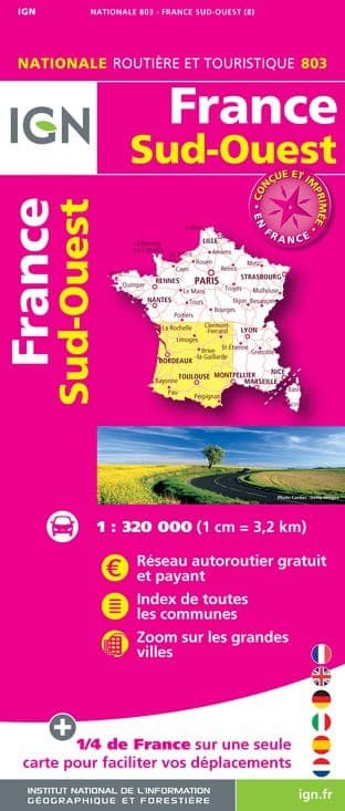 Carte IGN 1M803 - 803 France Sud-Ouest 2020 — recto