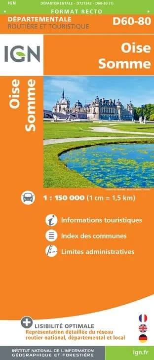 Carte routière IGN D721342 - D60-80 Oise Somme — recto