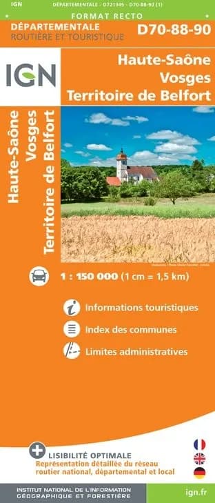Carte routière IGN - Haute-Saône Vosges Territoire De Belfort — recto