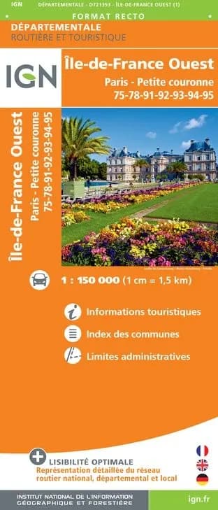 Carte routière IGN D721353 - D75-95 Île-De-France Ouest — recto