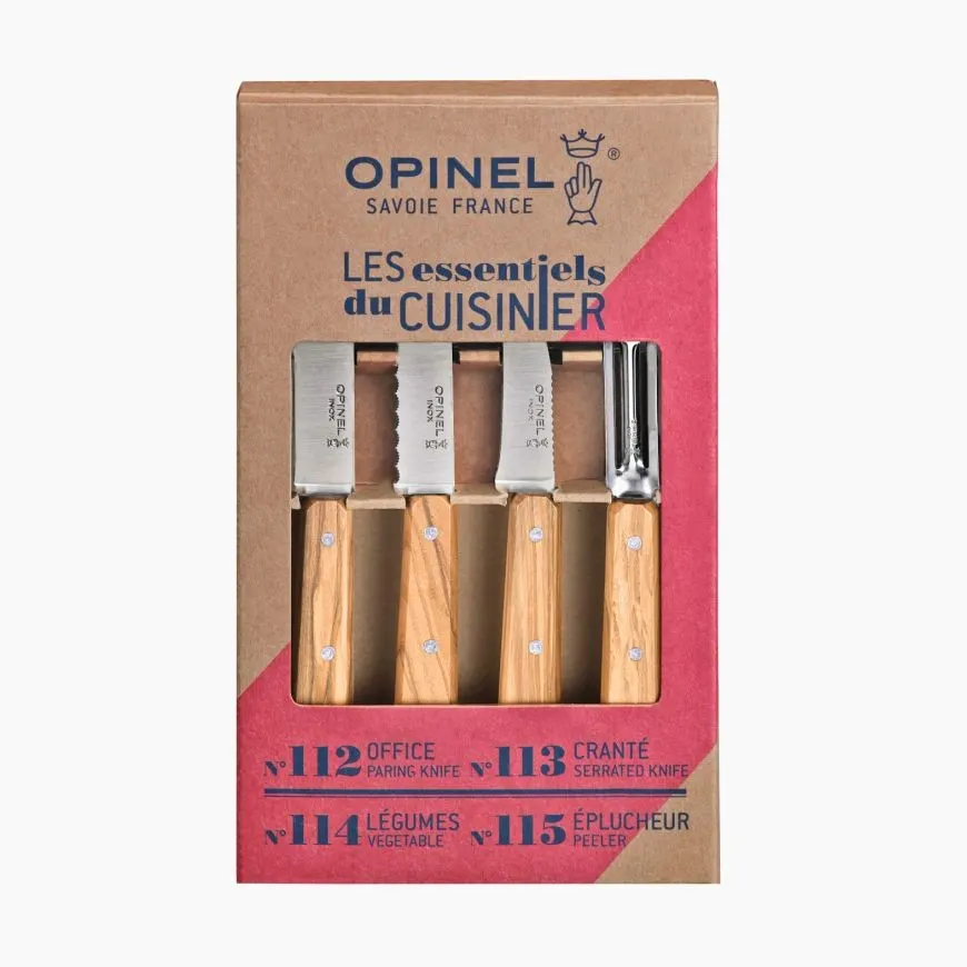 Couteaux de cuisine en Olivier - Coffret de 4 Opinel Essentiels — vue 1