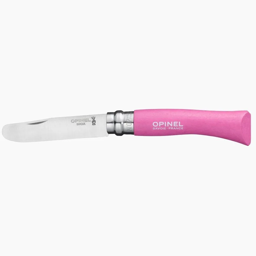 Opinel pour fille - Manche rose fuchsia - Lame à bout rond — vue 1