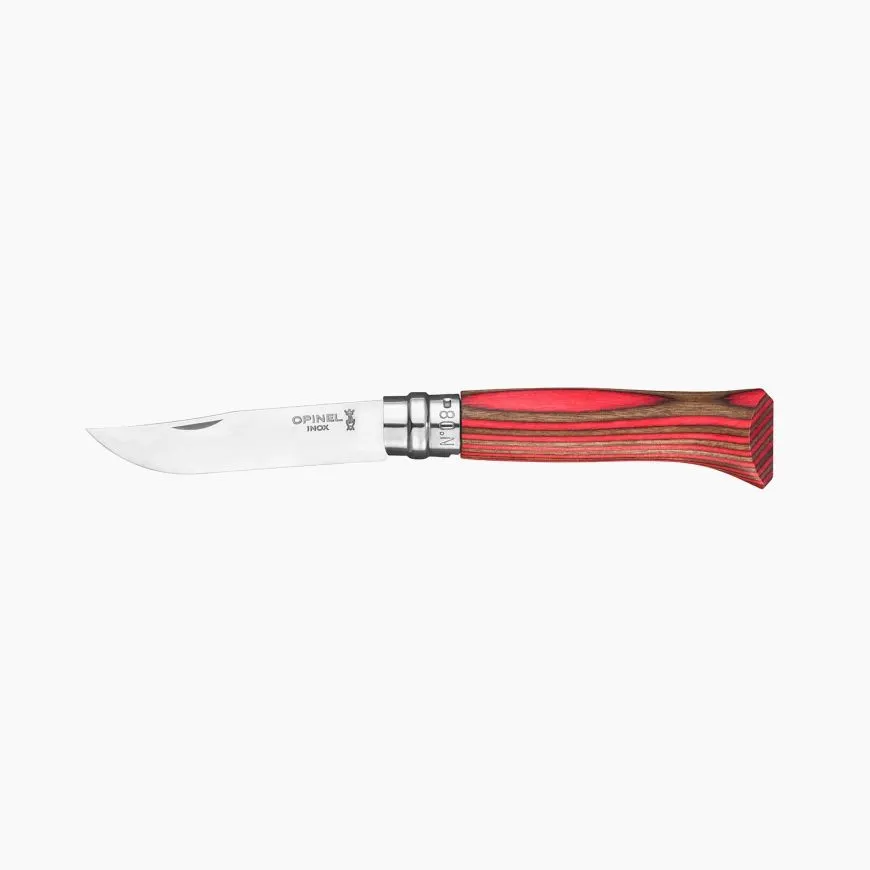 Opinel coffret n°8 avec manche en bouleau lamellé rouge — vue 1
