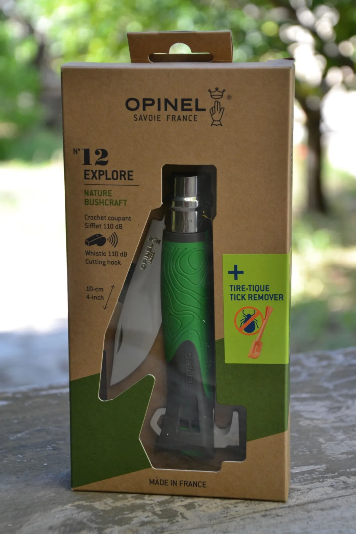 Opinel Explore n° 12 avec sifflet et tire-tique - Manche vert — vue 1