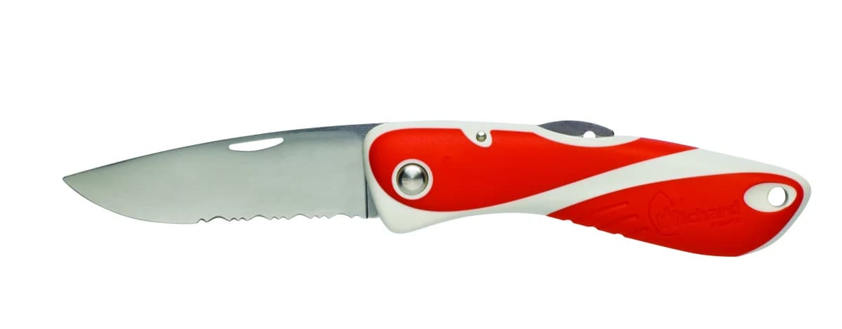 Couteau lame crantée Wichard Aquaterra rouge et blanc — vue 1