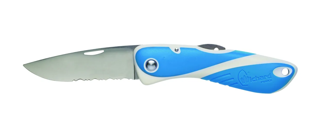 Couteau Wichard avec lame crantée en inox - Bleu et blanc — vue 1