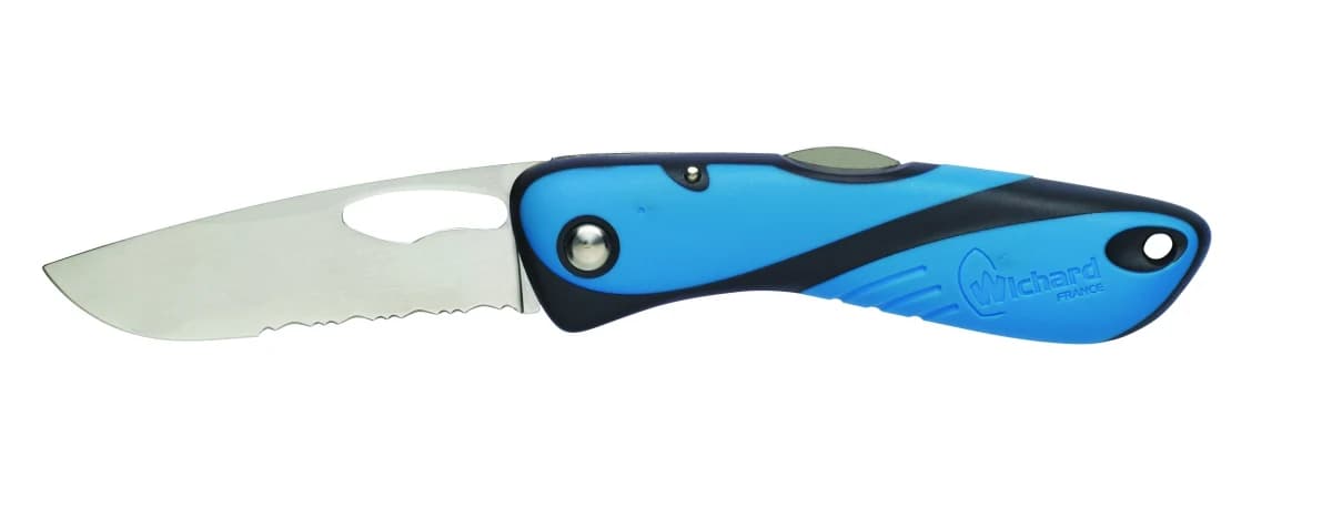 Couteau offshore Wichard avec lame crantée bleu noir — vue 1