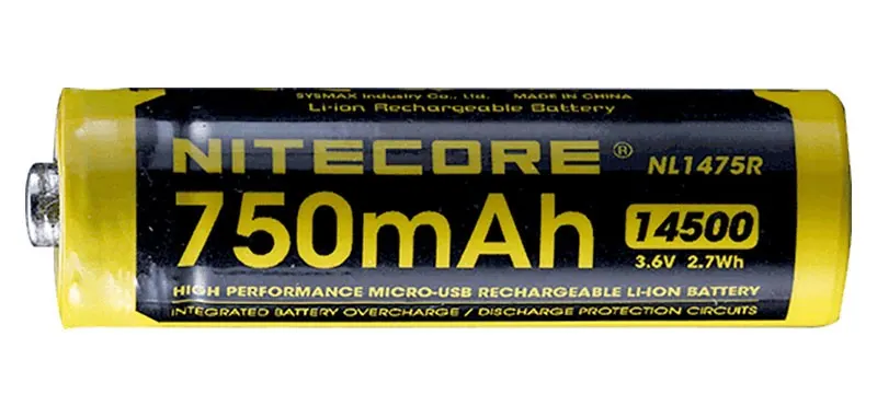 Accu Li-ion 14500 - 750mAh — vue 1