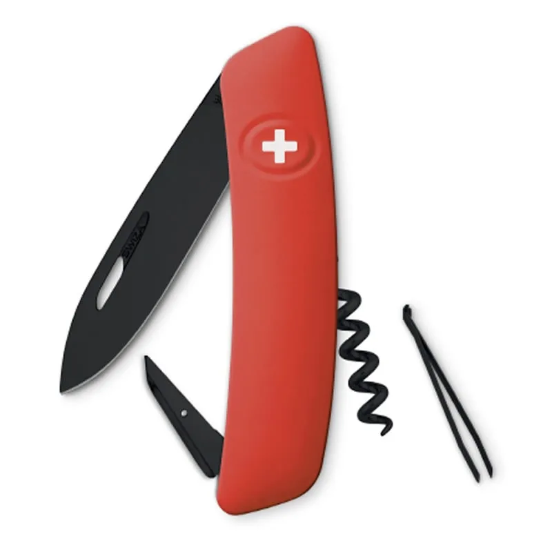 Swiza couteau suisse 6 fonctions D01 - ALLBLACK rouge — vue 1