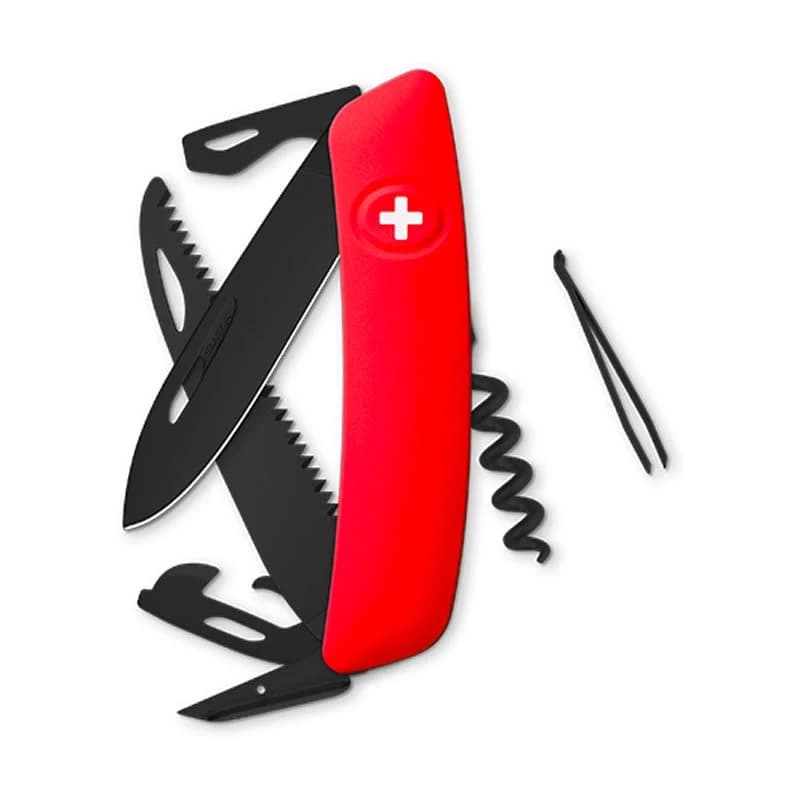 Swiza couteau suisse 12 fonctions D05 - ALLBLACK - rouge — vue 1