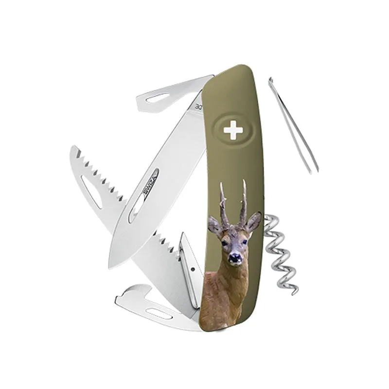Swiza couteau suisse avec 12 fonctions - D05 Olive Impression Chevreuil — vue 1