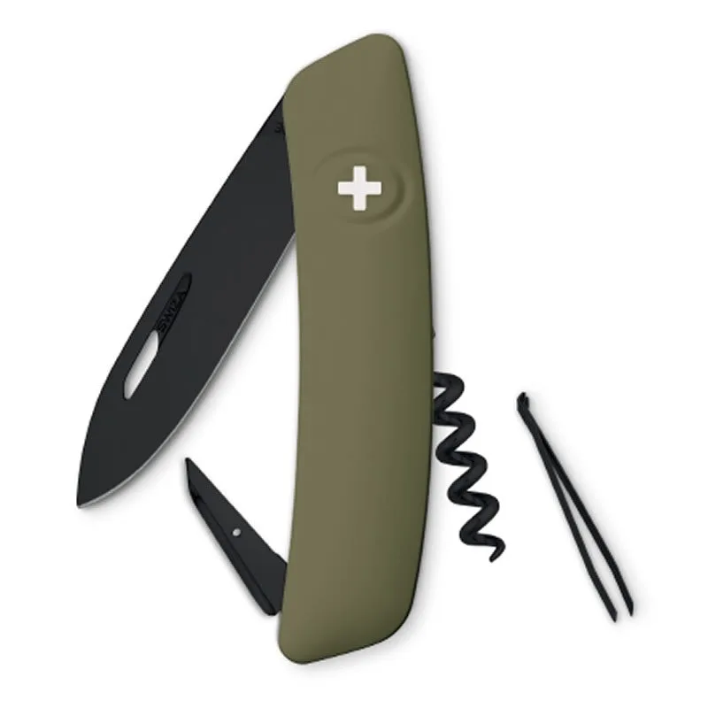 Swiza couteau suisse avec 6 fonctions - D01 Allblack Olive — vue 1