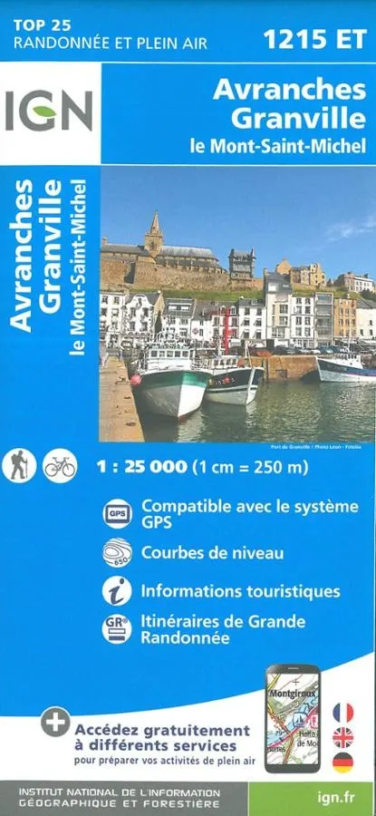 Carte IGN Avranches Granville Mont Saint-Michel 1215ET série Top 25