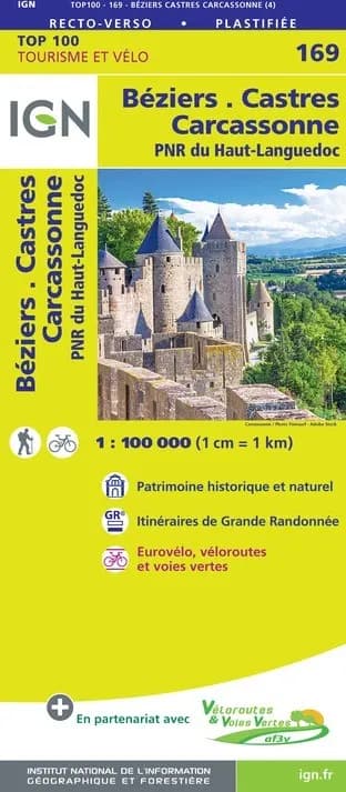 Carte Ign N° 169 Béziers Castres Carcassonne - Pnr Du Haut-Languedoc